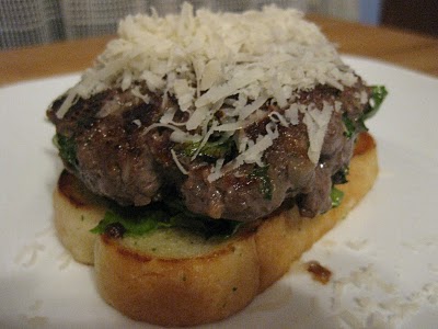 Stirring the Pot: Blogger Burger Club: Caesar Salad and Flank Steak Burgers  with Garlic Crostini