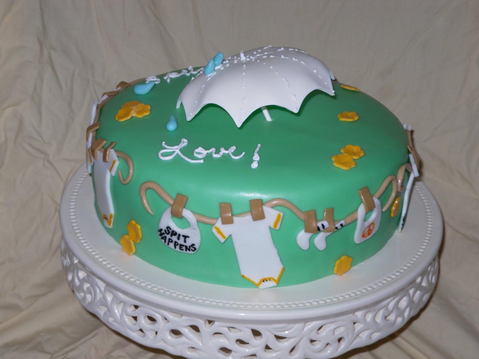 Marie's Cake Creations Umbrella baby shower cake