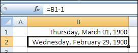 Excel mistakenly thinks that 1900 was a leap year