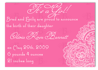 pink birth announcement