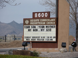 Your son; your mother my god my god crummy church sign