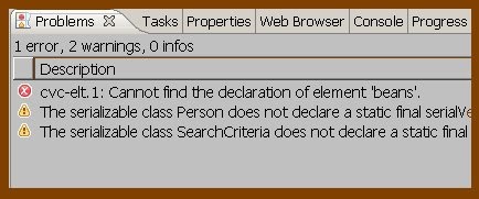 type cvc-elt.1 cannot find the declaration of element 'beans'