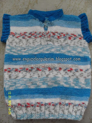 Akıllı ip ile V yaka erkek bebek süveteri