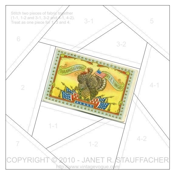 Nostalgic NeedleART Thanksgiving Greetings Crazy Quilt Block from