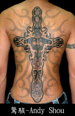 cross tattoo design on the back