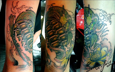 dragon tattoo design on the leg