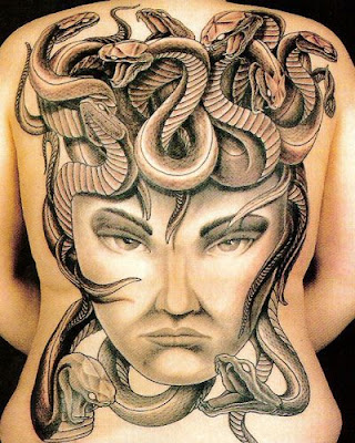 Full back Medusa tattoo