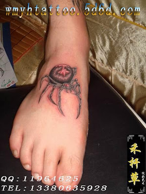 Spider tattoo design on the foot