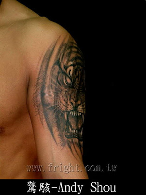 tiger tattoos on calf. Another tiger tattoo design by