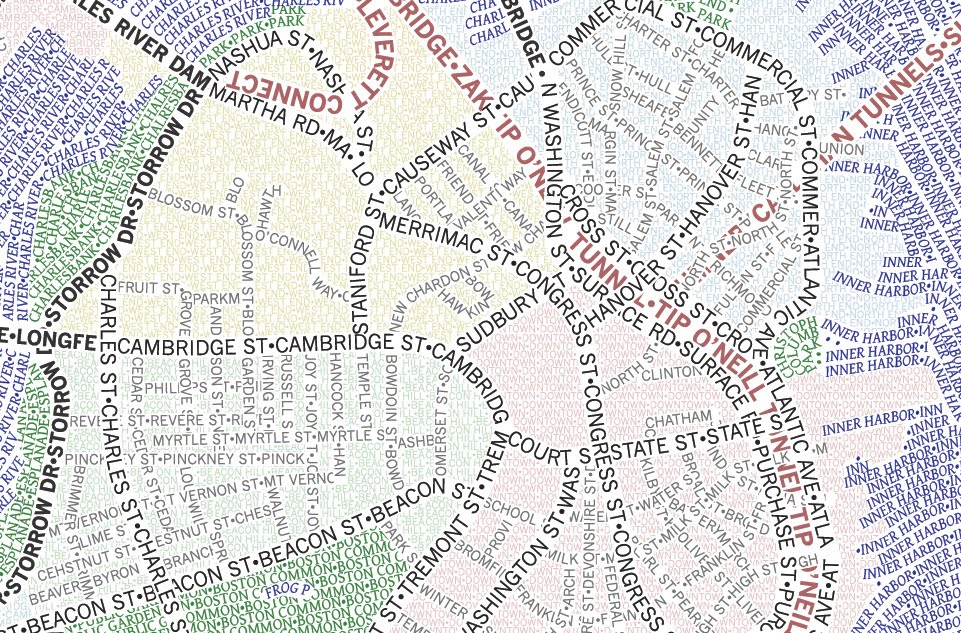 Check out this crazy, incredibly detailed, type-only map of Boston from Axis