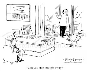Royston Cartoons: Not Yet Sold: Job interview cartoon
