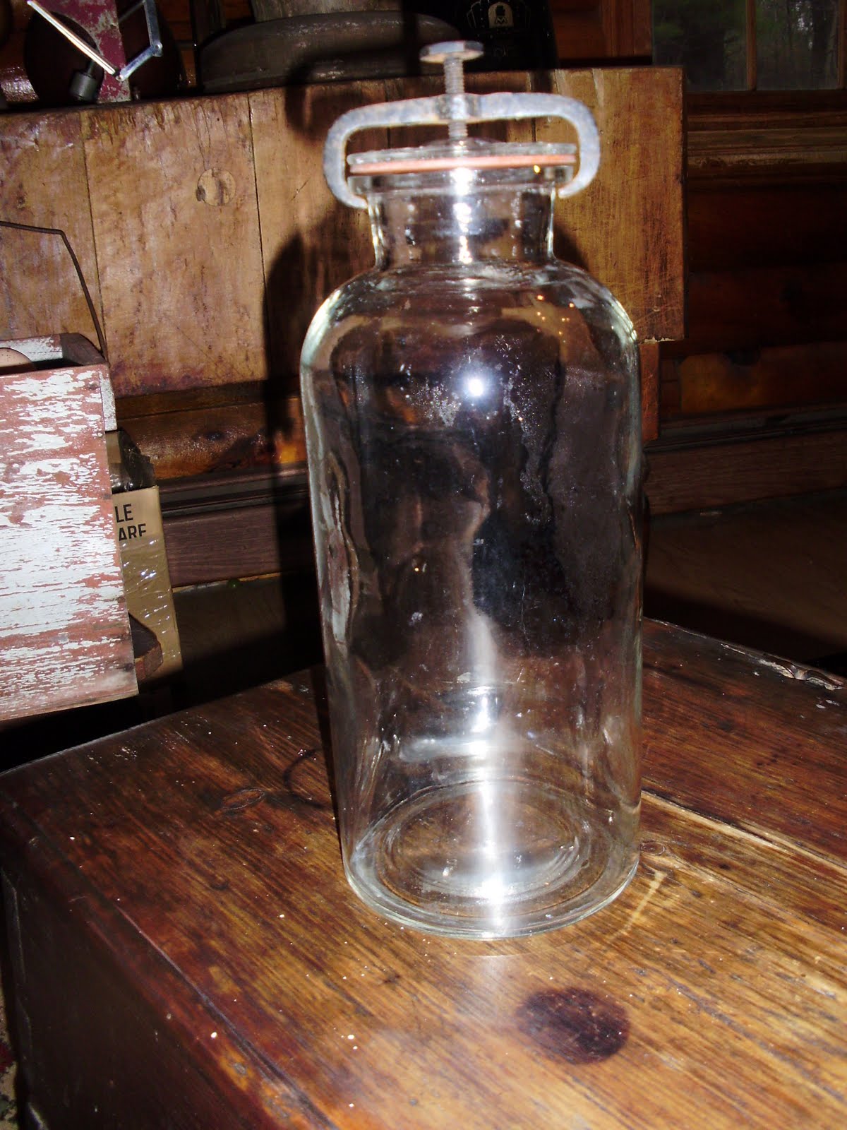 Log Cabin Antiques & Gifts Wheaton Apothecary jar made in USA