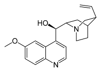 The quinine molecule. Image of the quinine molecule sourced from the Wikimedia Commons; in the public domain.
