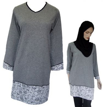 AQ239 GREY-BL/GY FL(XS-XL) - MUSLIMAH T SHIRT