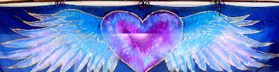 handpainted silk winged heart bamboo banner