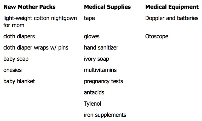 baby supplies list