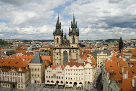 A big church and orange roofs