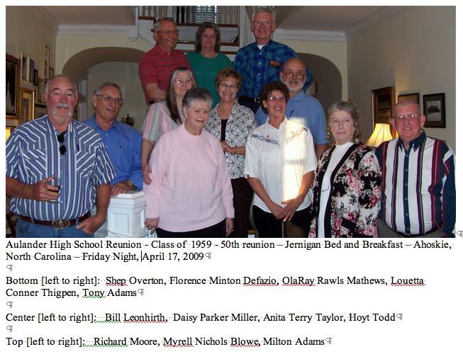 Aulander, NC Past, Present and Future Aulander High School Reunion