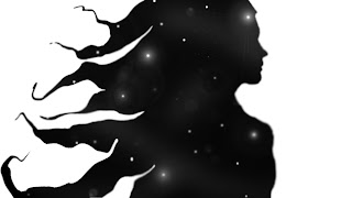 Silhouetted space woman from animation Four-Fur State-The Boxing Lesson