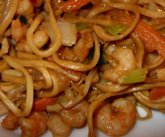 Jenny Eatwell's Rhubarb & Ginger Prawn & Peanut Noodle Stir Fry