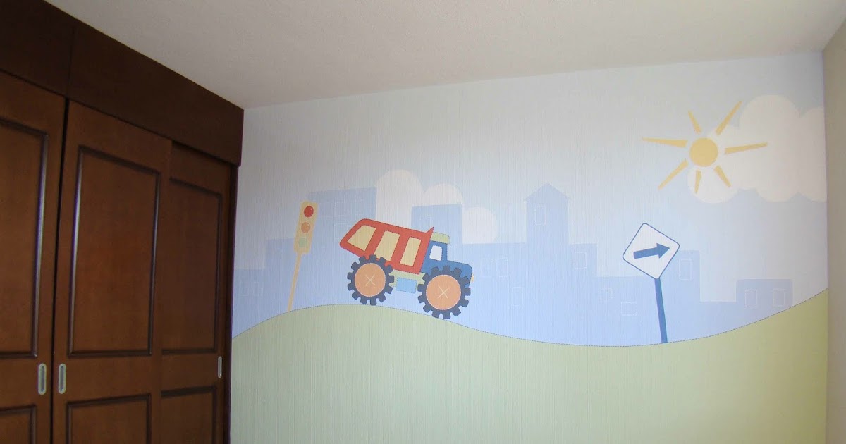 Murales en Dormitorios: Cuarto de niño - Camioncitos