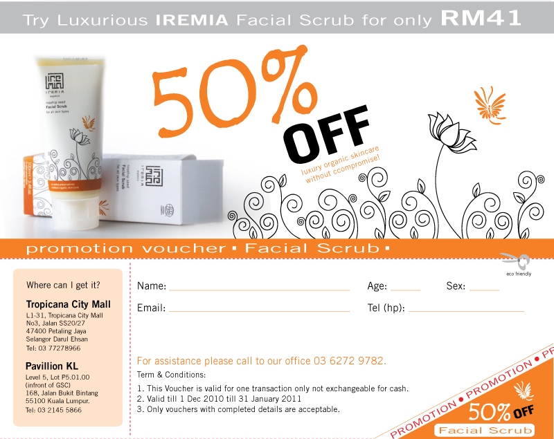 Try Luxurious IREMIA Facial Scrub Only RM41 Just JuLi