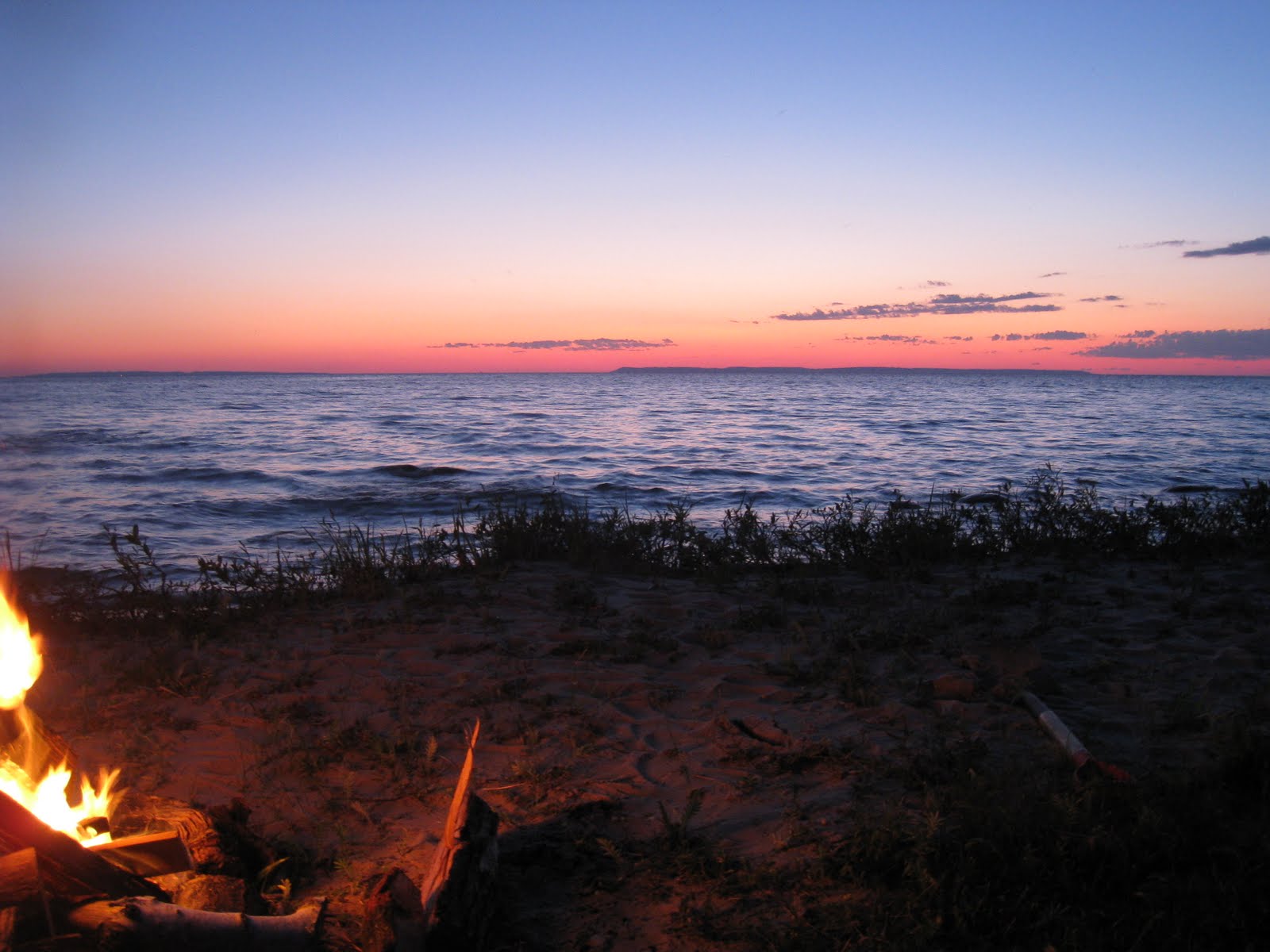 Moments of Delight...Anne Reeves Beach Fire on Lake Michigan