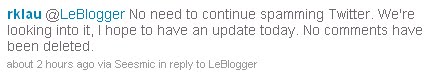 Aidez-moi à comprendre Pourquoi Blogger a supprimé mes commentaires dans vos Blogs Message Twitter