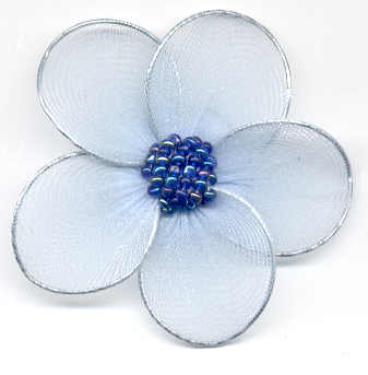 Pregadeira Flor Azul Céu c/ Botão Indigo 3