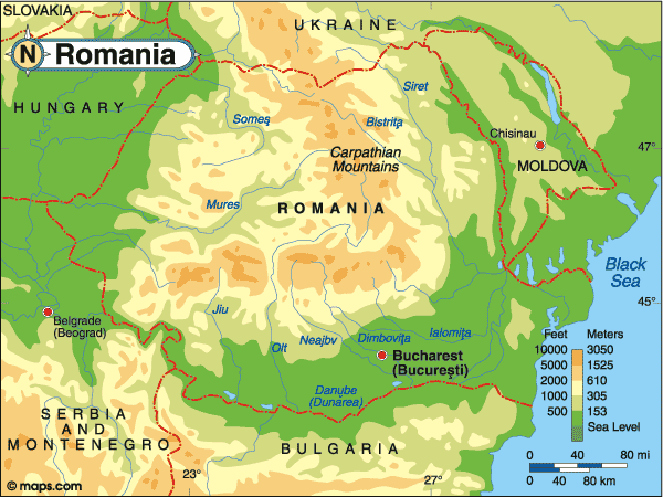 romania physical geography