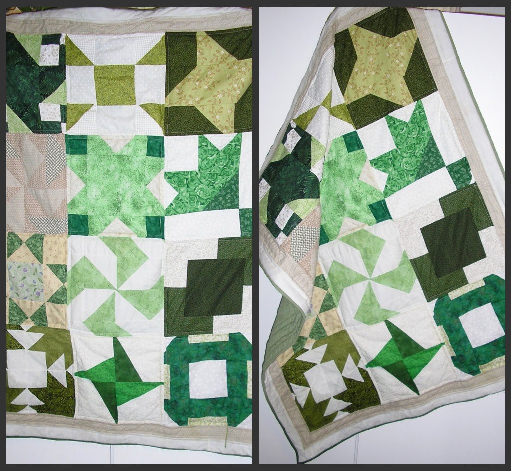 Tonya's Sewing Room Green No Sew Block SwapQuilt Completed