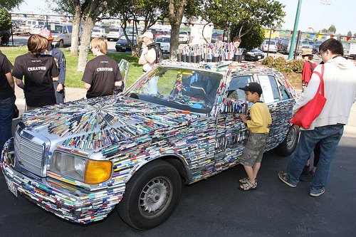 Crowd with Mercedes Pens Art Car Crowd with Mercedes Pens Art Car