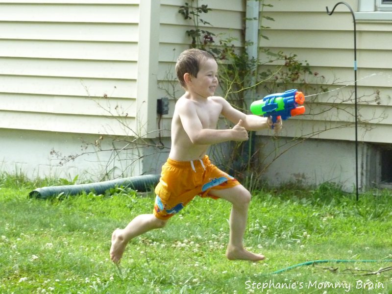 Stephanie's Mommy Brain Water Gun Fight on Family Fun Friday