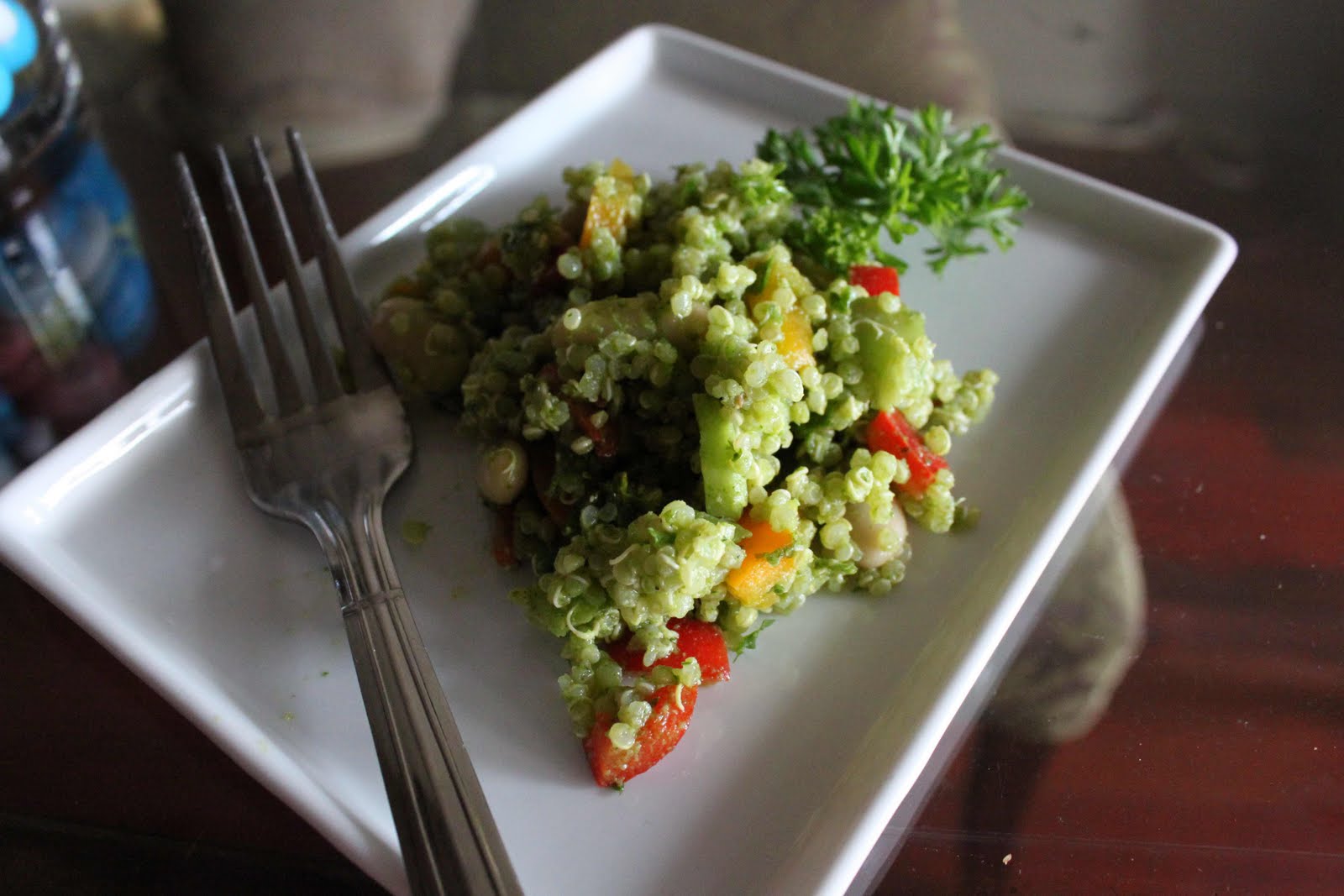 Fat and Happy Blog Quinoa Pepper Salad with Parsley Vinaigrette