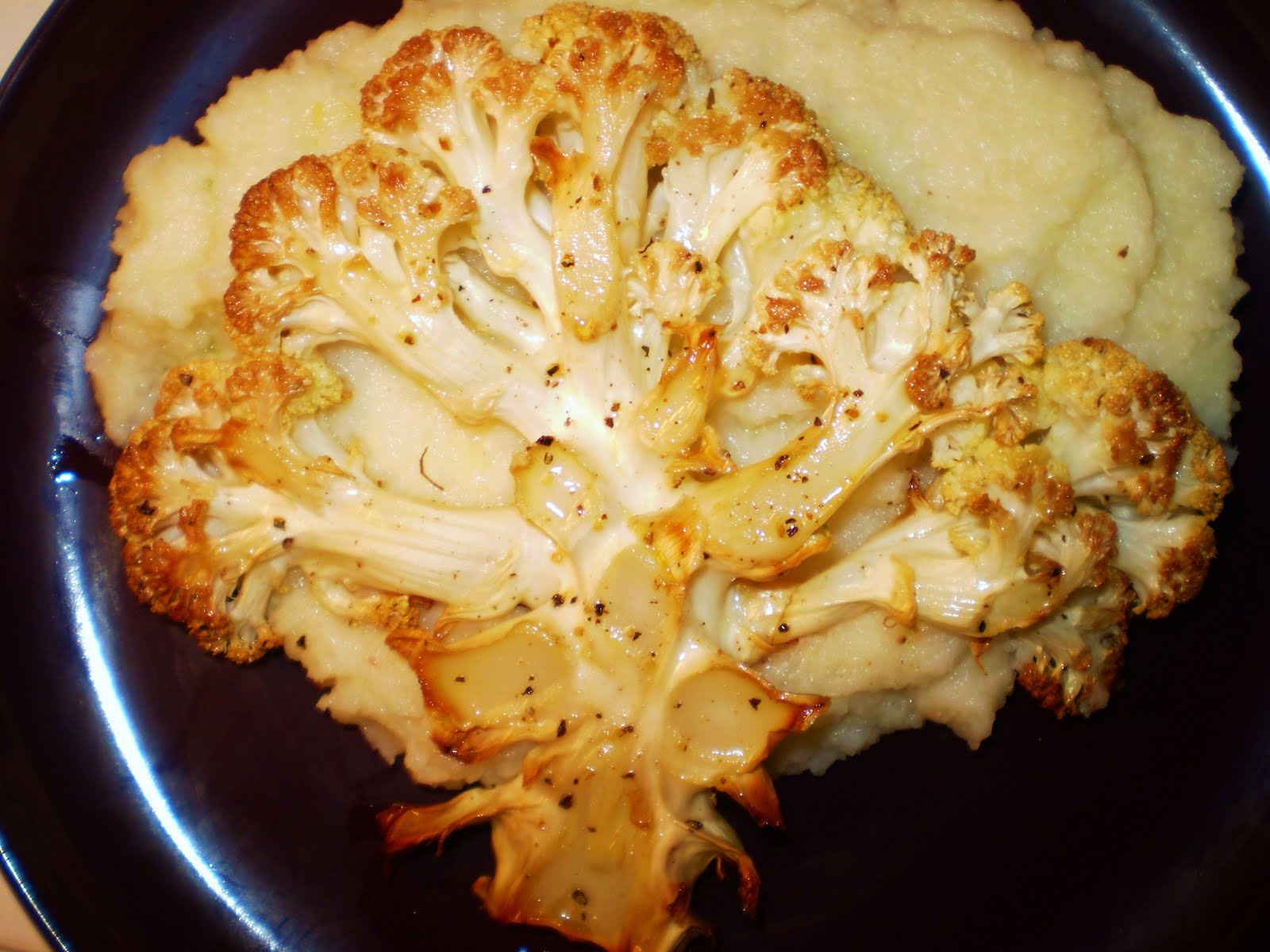 Vivacious Vegan Cauliflower "Steaks" with Cauliflower Puree