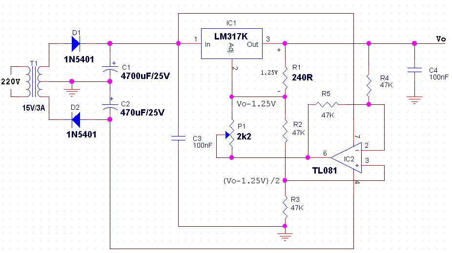 ElecCircuit วงจรแหล่งจ่ายไฟ 012V,3A(Integrated power supply 012V, 3A)