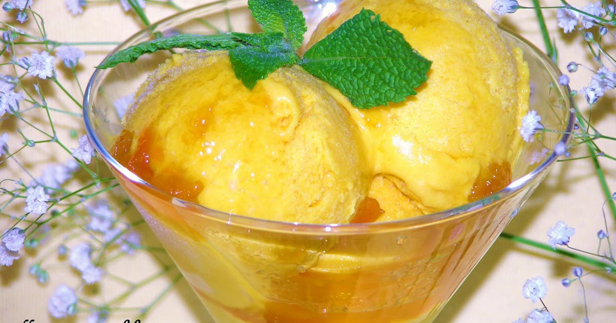 Saffron Apron Boomerang Mango Ice Cream with Apricot Glaze