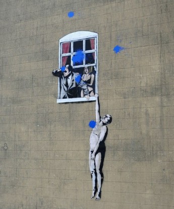 banksy graffiti artwork. Art imitating life imitating
