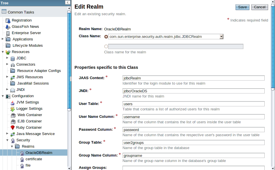 Glassfish v3 et authentification via une table Oracle EASYTEAM