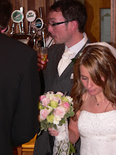 The lucky bride trying to pretend that I wasn't there!