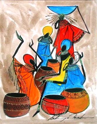 African Village Artwork