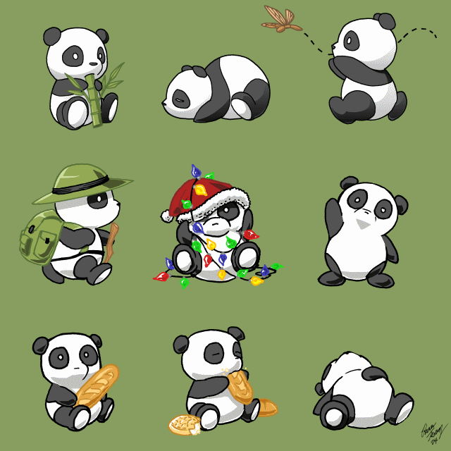 Cutesy panda cartoons