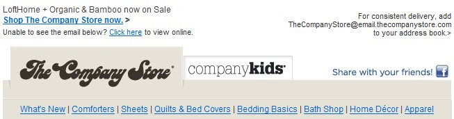 Sister brand tab in Company Store email