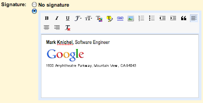 Gmail support Rich text signatures