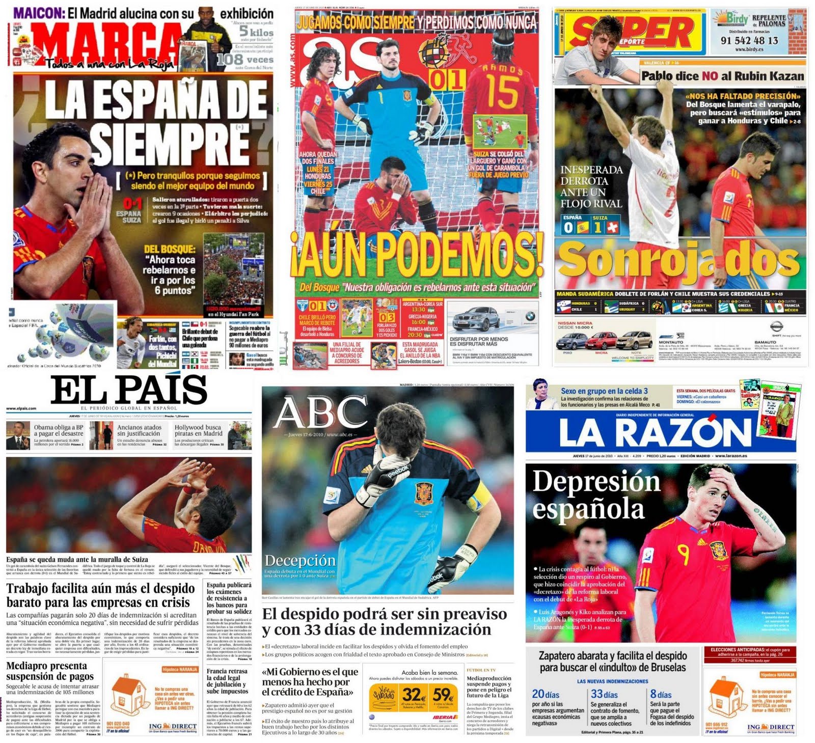 TINTA DEPORTIVA: ESPAÑA 0 - SUIZA 1: Repercusiones del batacazo del Mundial en los ...