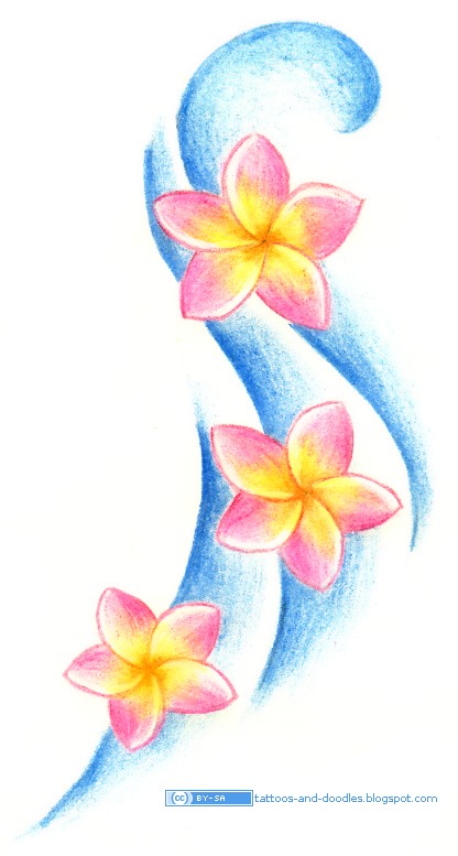 frangipani tattoo. Flowers with a background inspired by some tattoos.