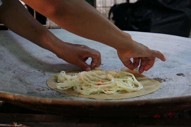 Mexican-style pancakes, tlayudas in Oaxaca