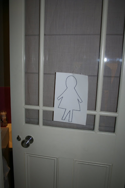 toilet sign at Rosie Millard pop up