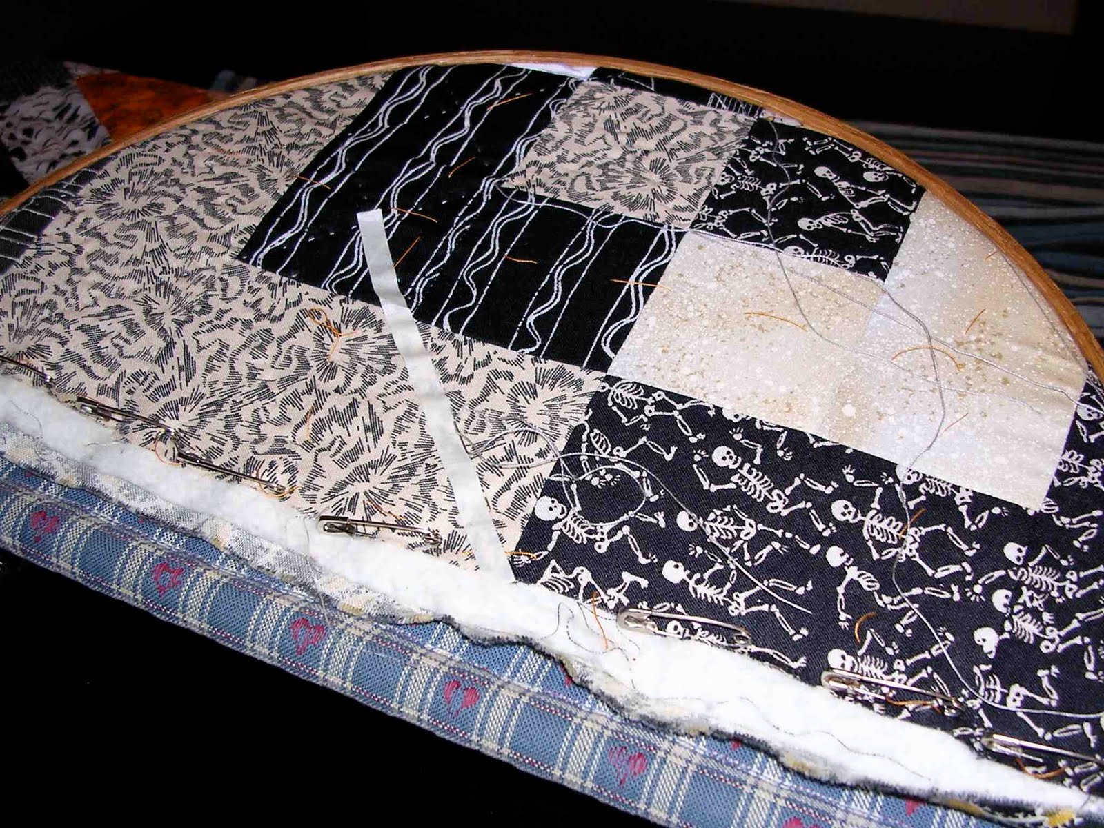 The Quilted Librarian Black, white, and yellow bento box Hand quilting