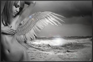 Beautiful Dark Angel And The Sea HD Wallpaper